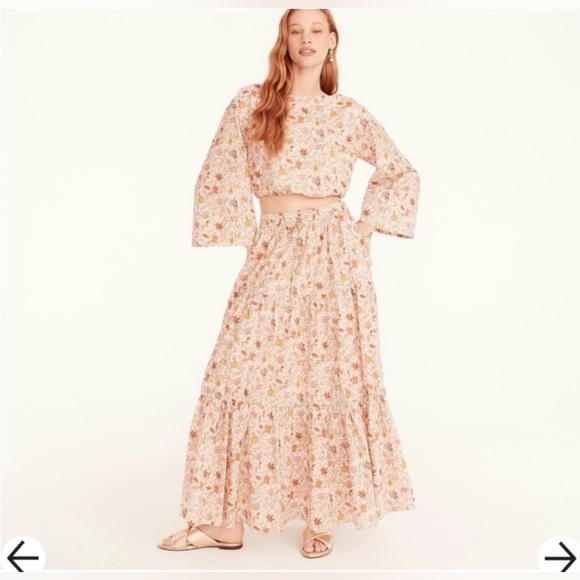 JCrew tiered Organic cotton maxi skirt in garden of life fabric size M - Picture 2 of 7